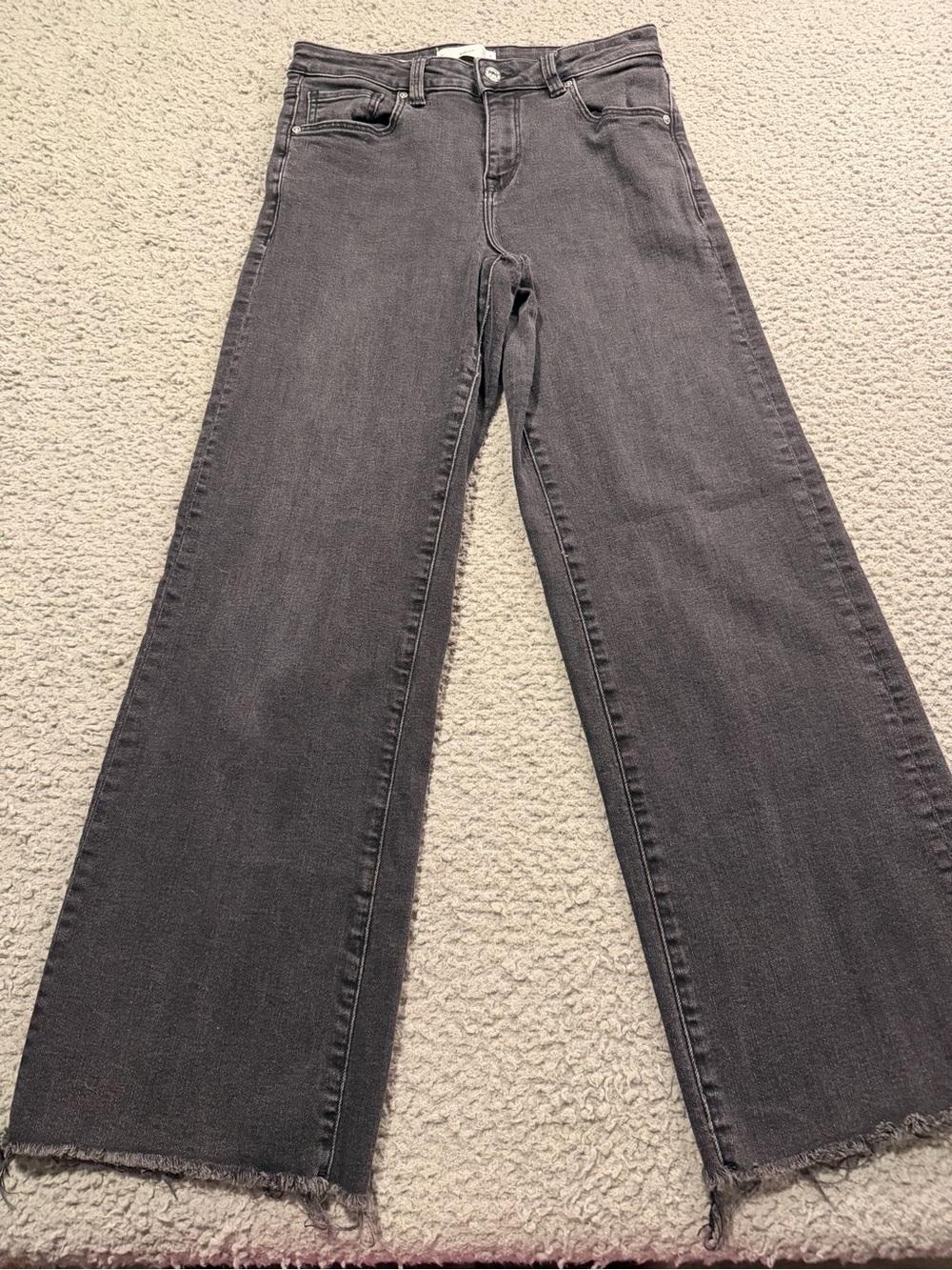 Mango Dark Gray Wide-Leg Flared Jeans